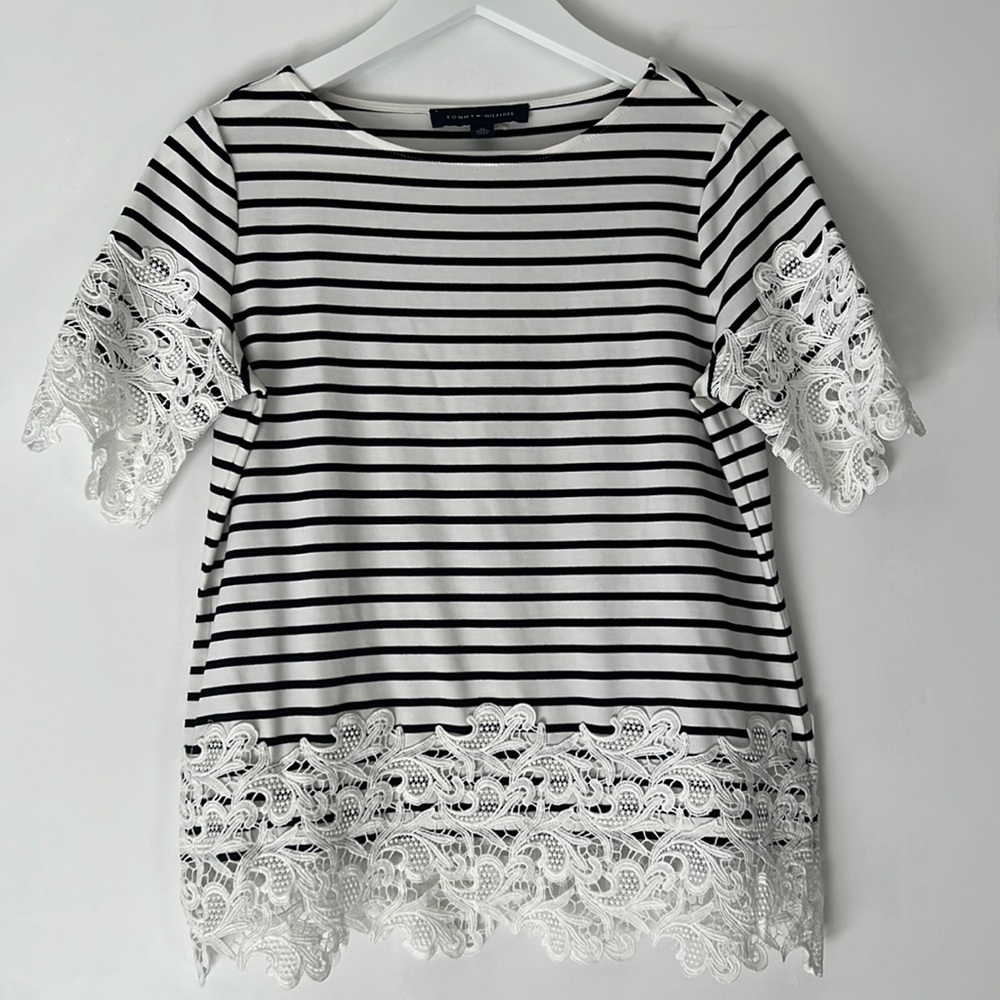 Tommy Hilfiger striped lace top
